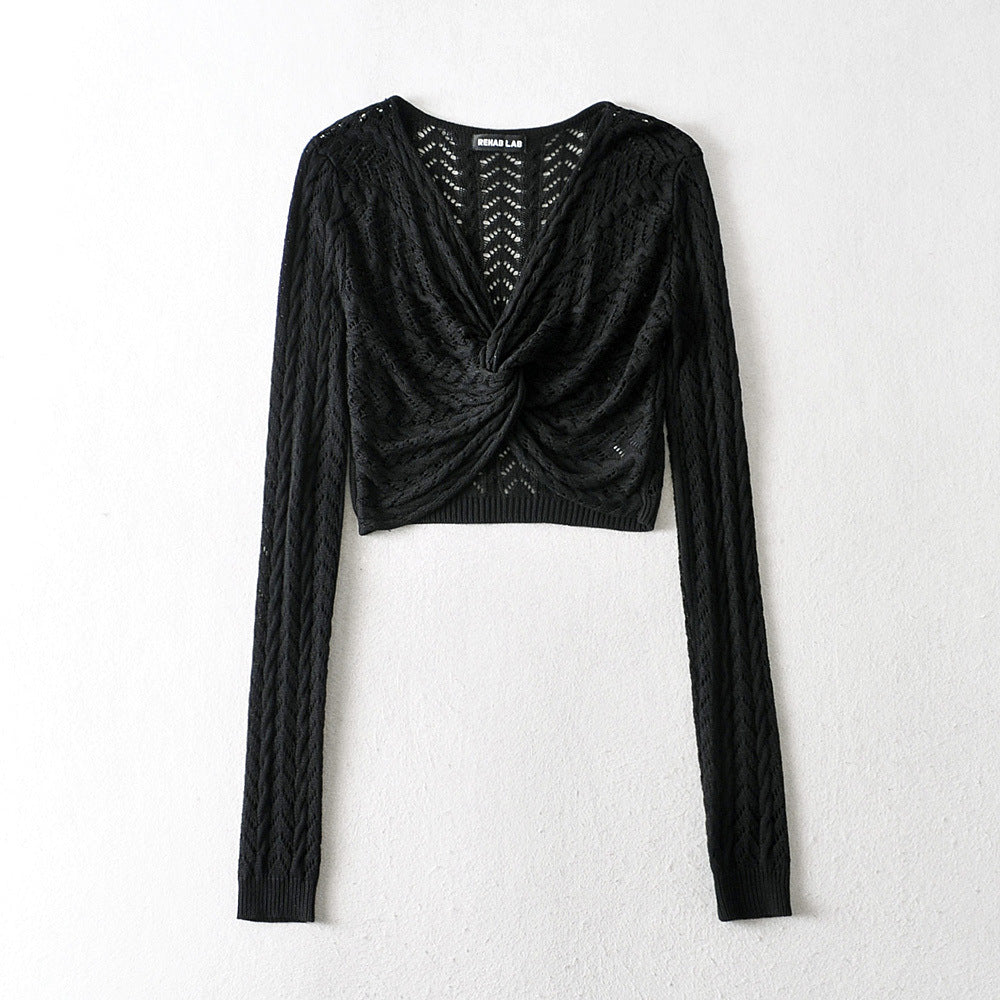 Pull Chic Tricot Croisé Ajoure