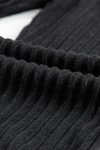 Legging en maille texturée côtelée à large ceinture gris foncé