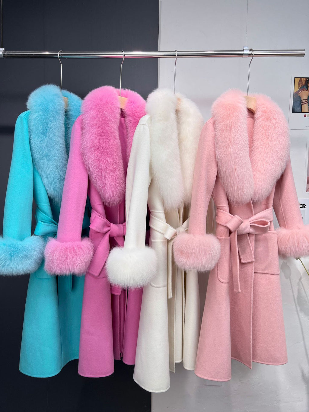Handmade Double-Faced Wool Coat with Fox Fur Collar