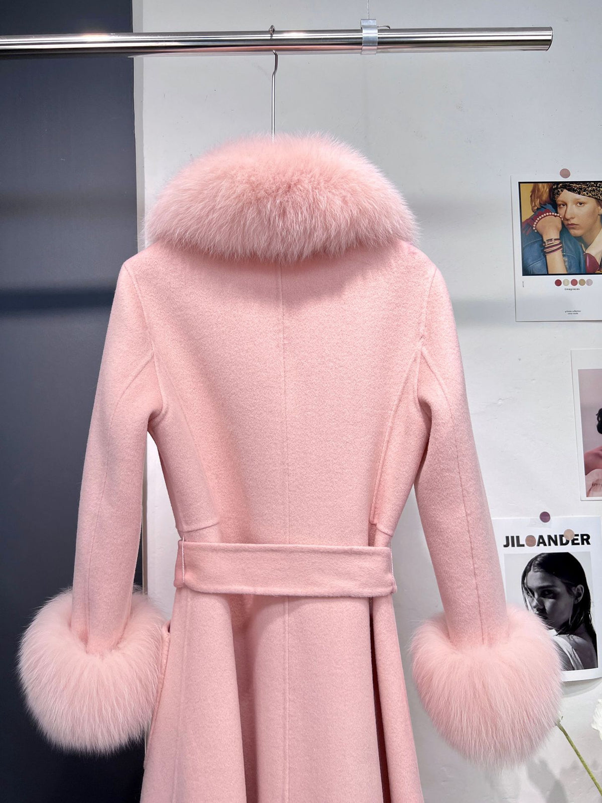 Handmade Double-Faced Wool Coat with Fox Fur Collar