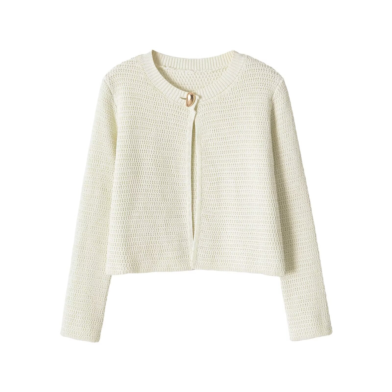 Minimalist Metallic Knit Cardigan