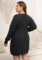 Crochet-Panel V-Neck Knit Dress — product image 6