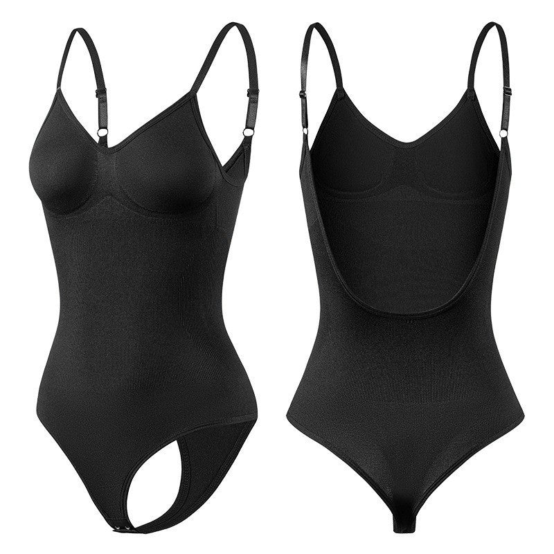 Backless Waist-Trainer Thong Bodysuit