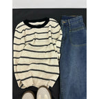 Blue-Gray Contrast Lightweight Sweater