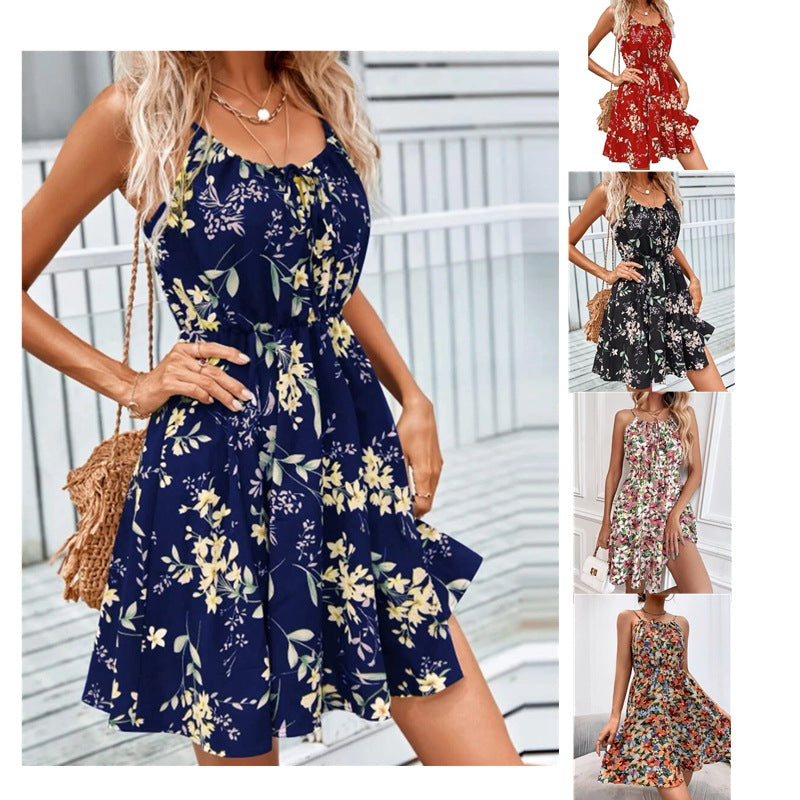 Printed Elastic-Waist Strap Dress - view 2