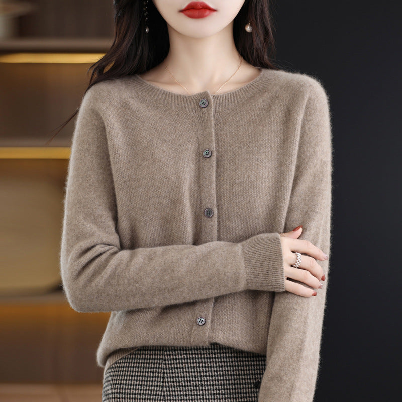 Textured Wool-Blend Knit Cardigan