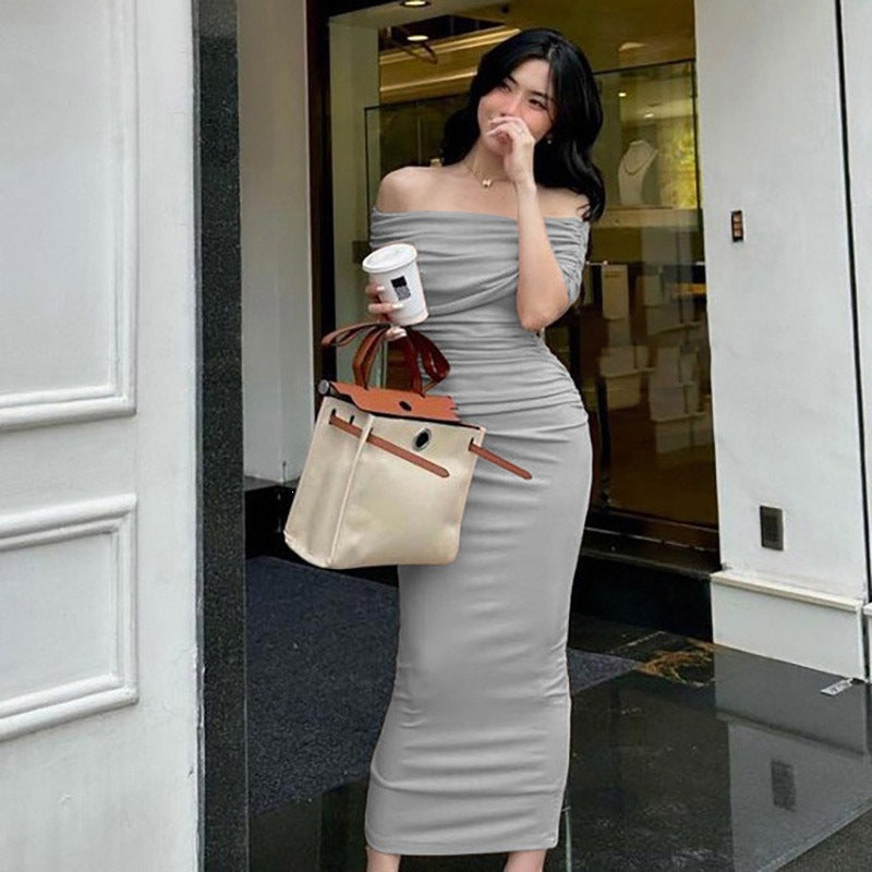 One-Shoulder Pleated Maxi Dress — product image 16