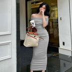 One-Shoulder Pleated Maxi Dress — product image 16