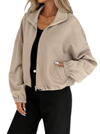High-Neck Drawstring Utility Jacket