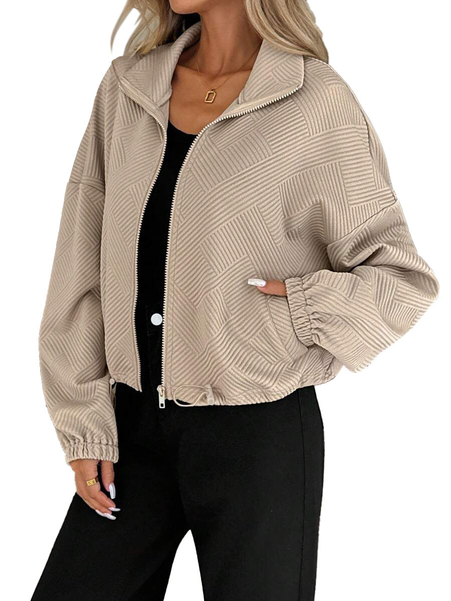 High-Neck Drawstring Utility Jacket