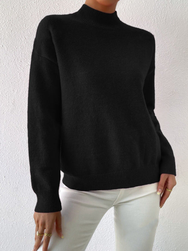 Ribbed Mock-Neck Sweater