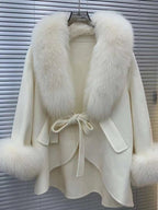 Fox-Fur Trim Wool-Blend Cape