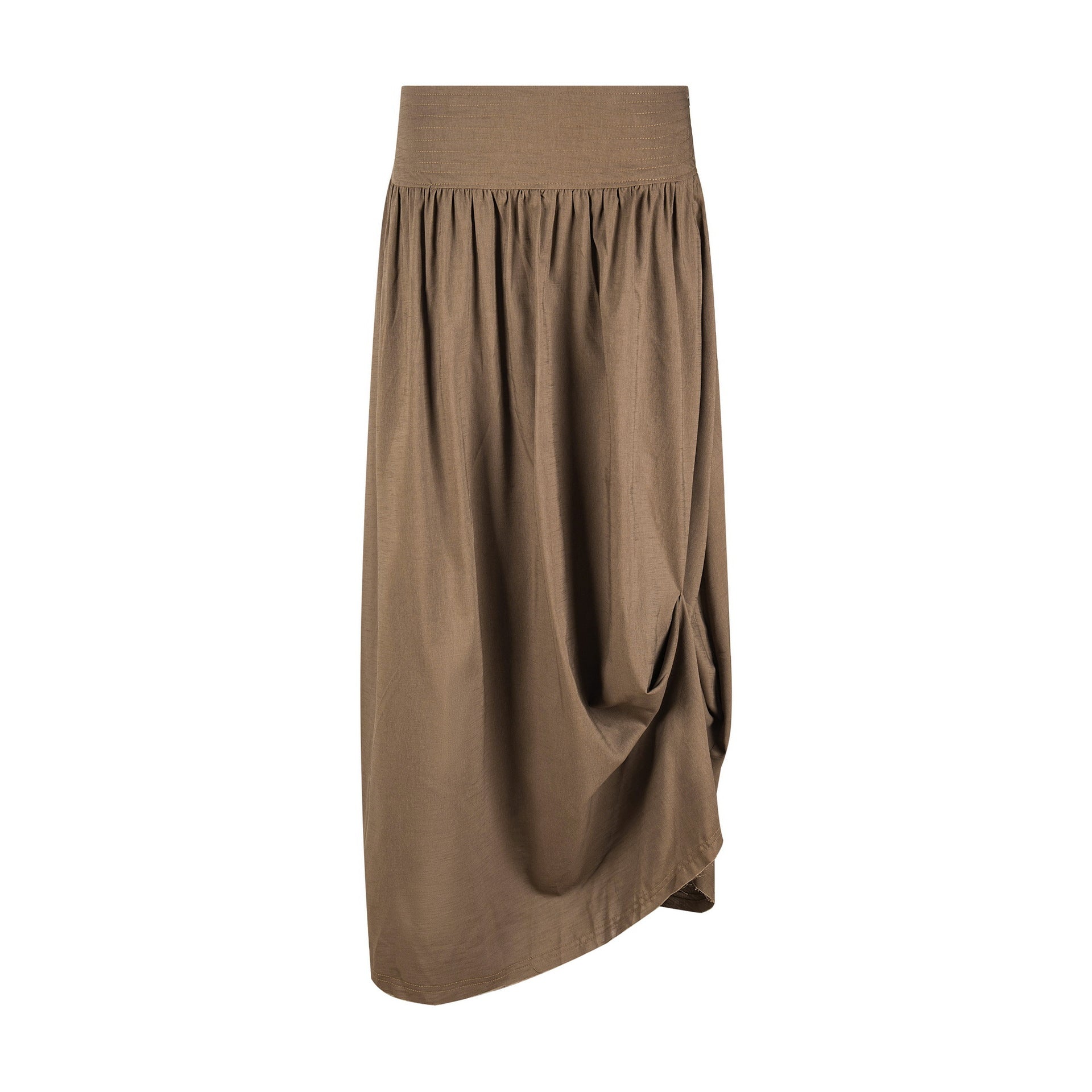 Pleated Asymmetric Midi Skirt
