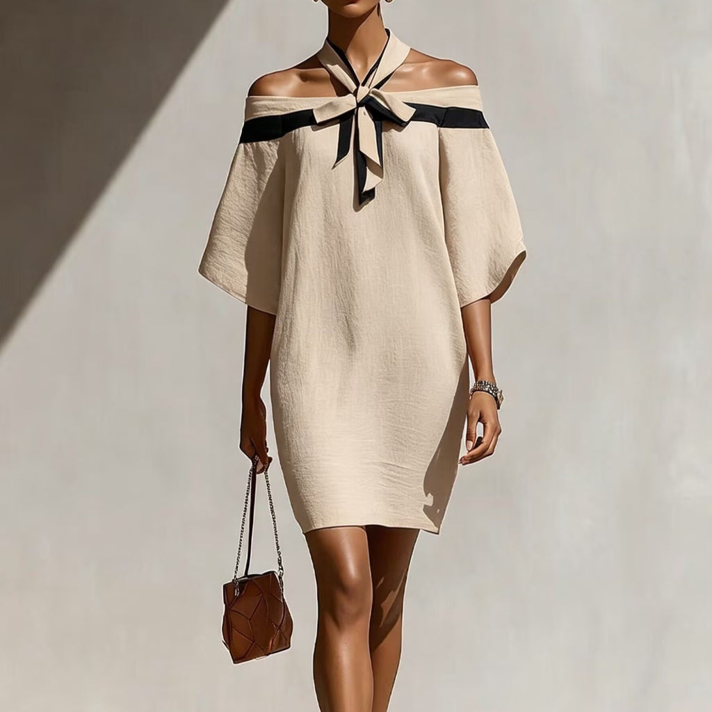 One-Shoulder Bow Mini Dress