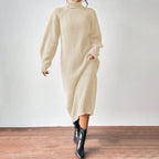 High-Neck Knit Maxi Dress