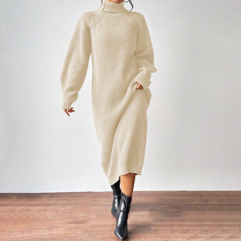 High-Neck Knit Maxi Dress