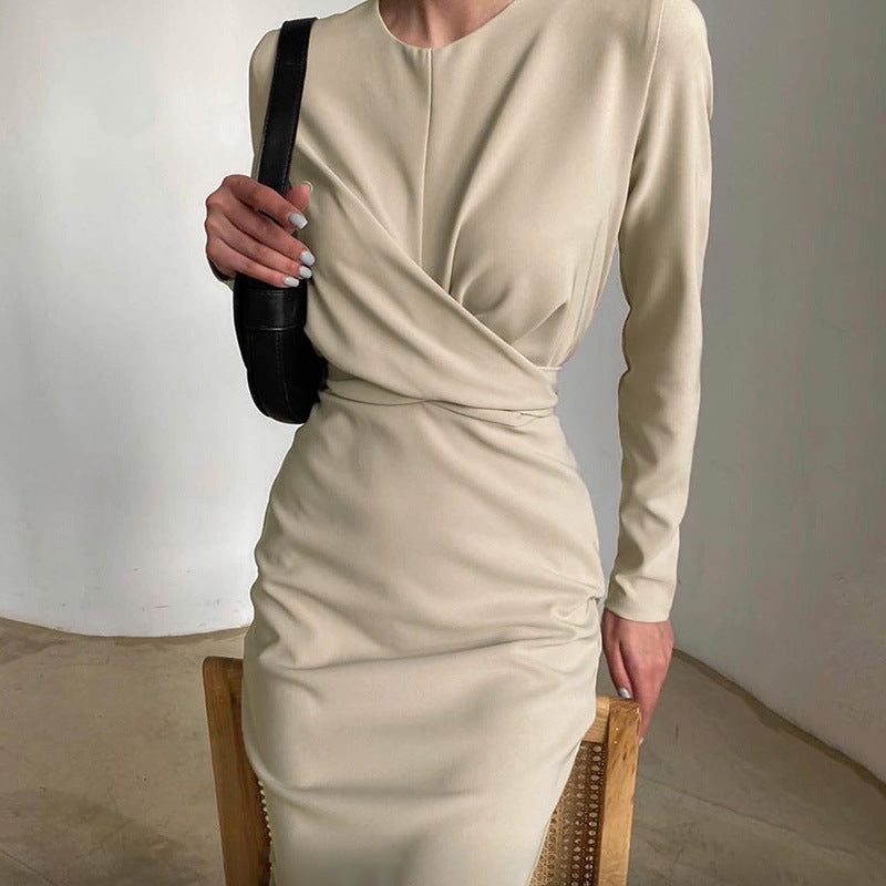 French-Inspired Long-Sleeve Midi Dress