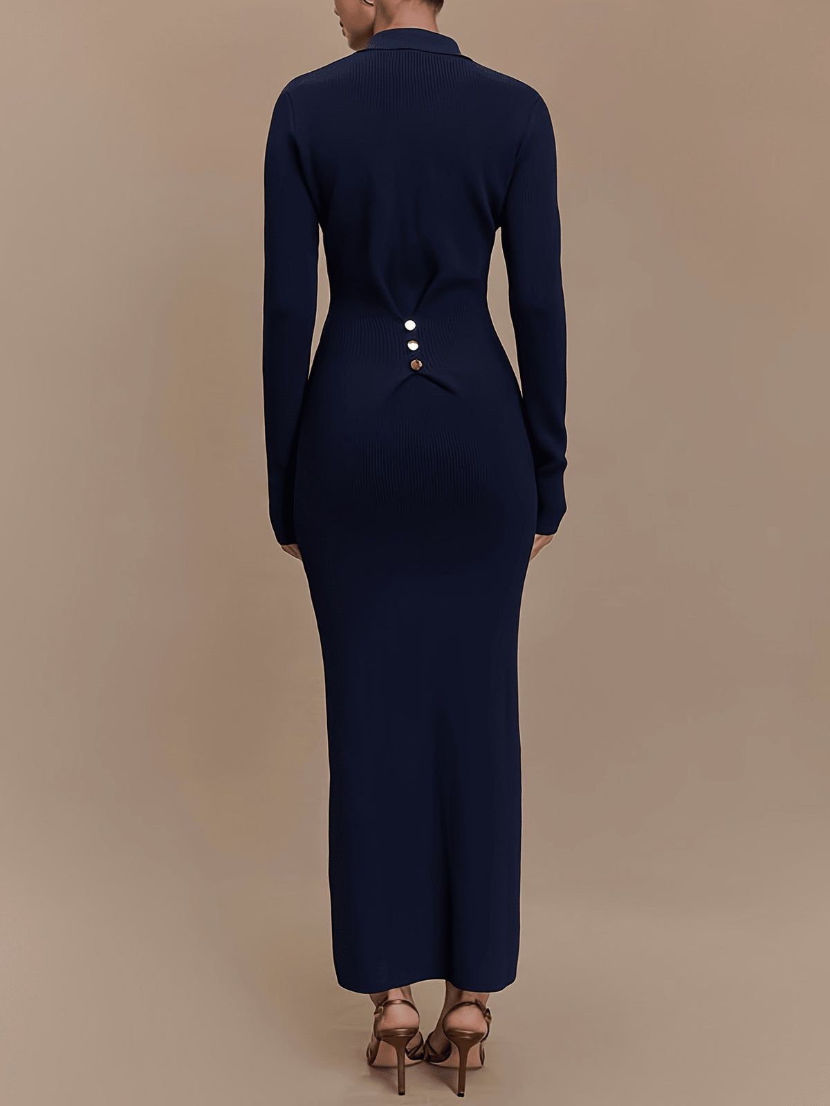 Button-Front Collared Knit Dress — product image 2
