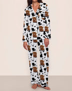 Cow-Print Long Pajama Set