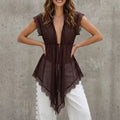 Lace-Up Sheer Lace Top