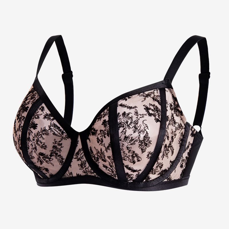 Plus-Size Mesh-Lace Minimizer Bra