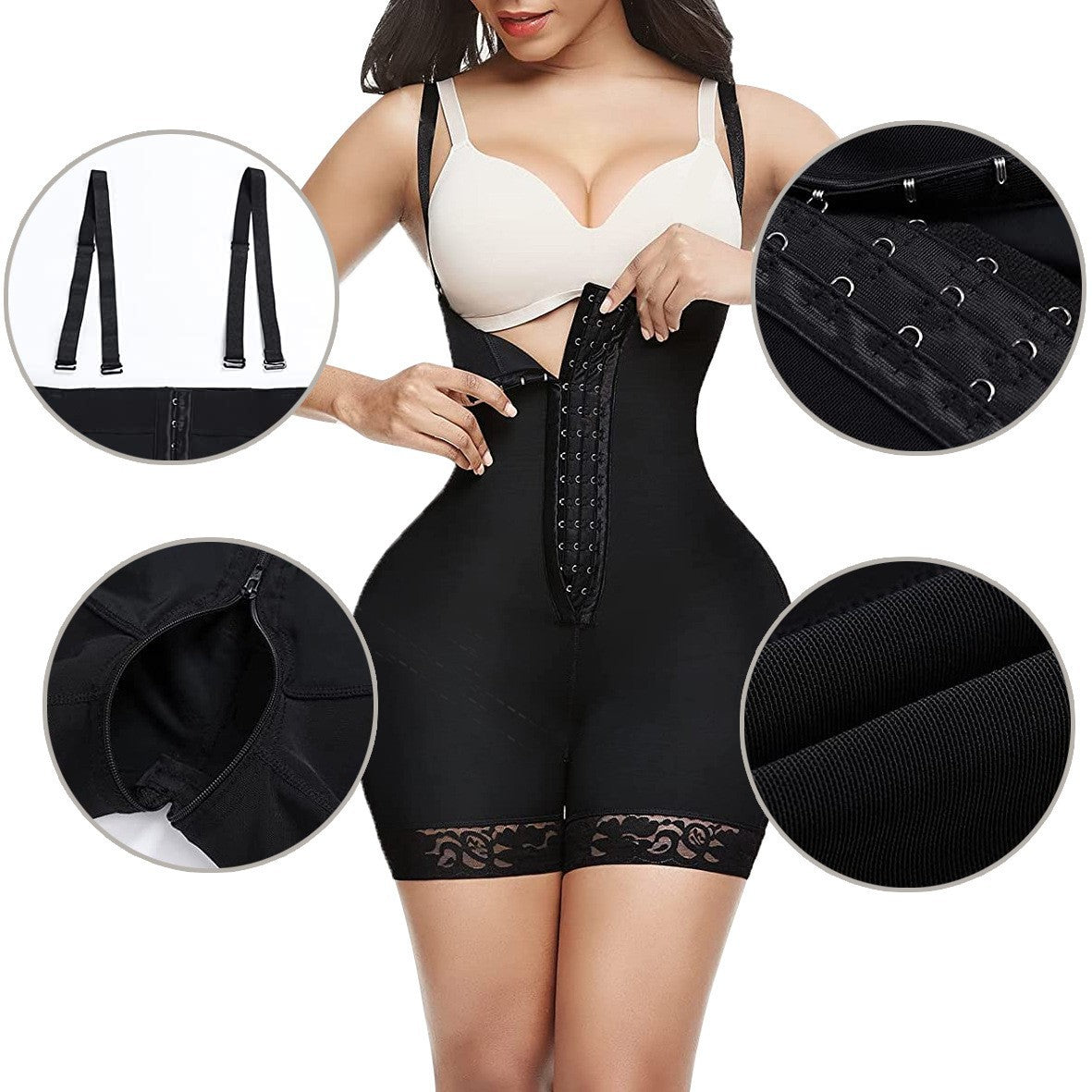 Pantalon une pièce réglable sans couture taille haute pour une belle silhouette, avec fermeture éclair à la taille, effet amincissant et froncé