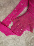 Medias de red negras ostentosas para mujer, pantimedias finas transparentes con diamantes de imitación