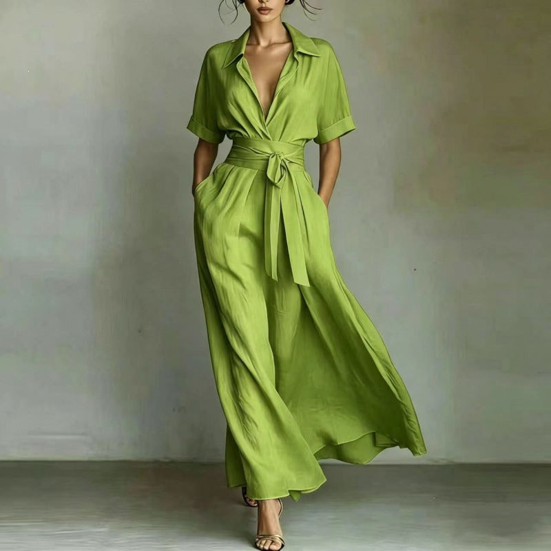 Solid Cinched-Waist Dress - view 5