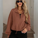 High-Neck Drawstring Utility Jacket
