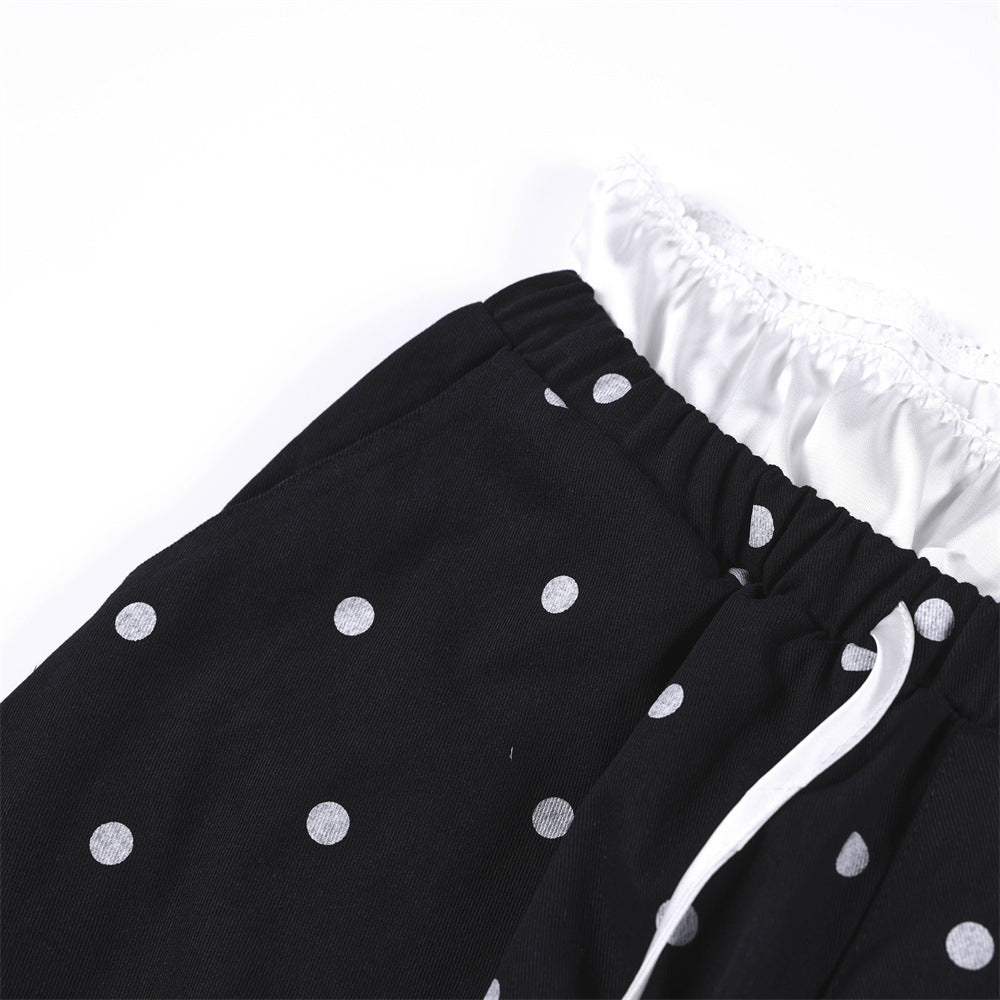 Pantalon de jogging droit à pois imprimés sur toute la surface