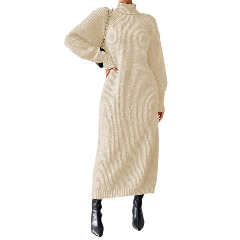 High-Neck Knit Maxi Dress