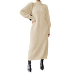 High-Neck Knit Maxi Dress