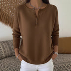Pull en laine col V boutonné pour femme