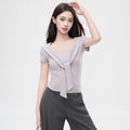 Cape-Layer V-Neck Crop Top
