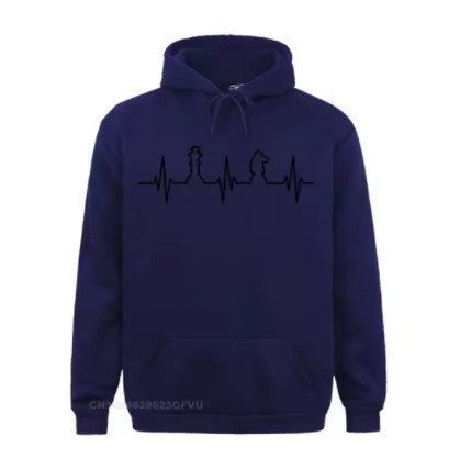 Sudadera con capucha de manga larga con estampado digital 3D Chess Heartbeat