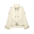 Veste coupe-vent à col montant, épaules incurvées et ceinture, style trajets quotidiens