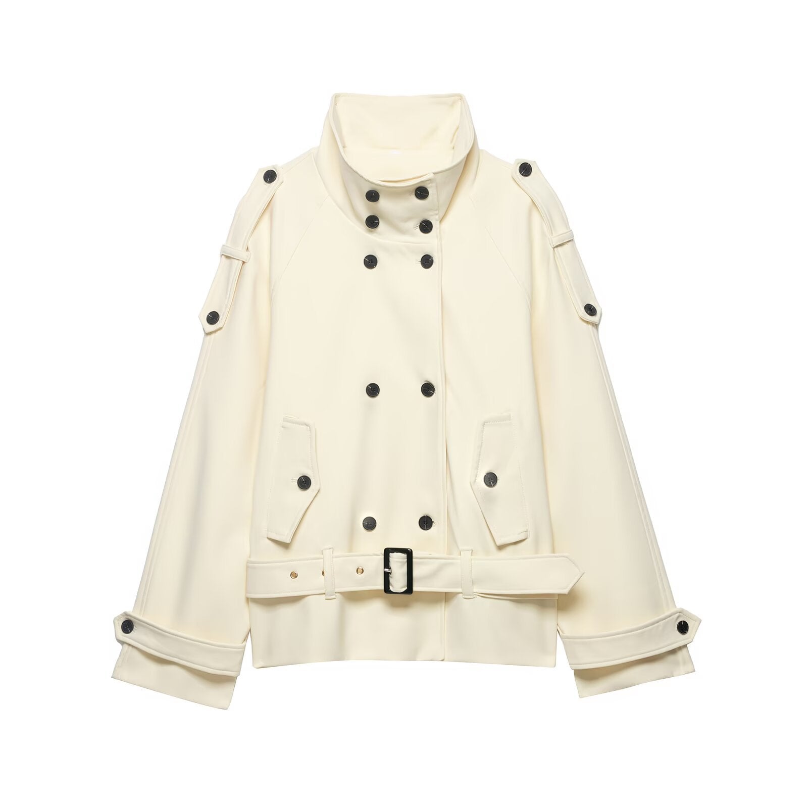 Chaqueta cortavientos con cuello alto, hombros curvados y cordón, estilo commuter