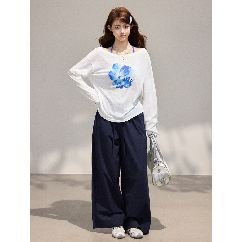 Gilet à manches longues pour femme, ensemble deux pièces imprimé floral, haut en tencel et mousseline à épaules dénudées