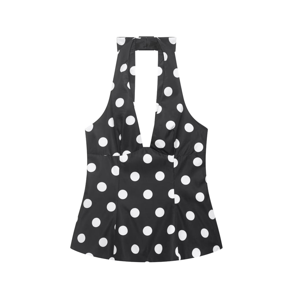 Polka-Dot Bow Halter Top