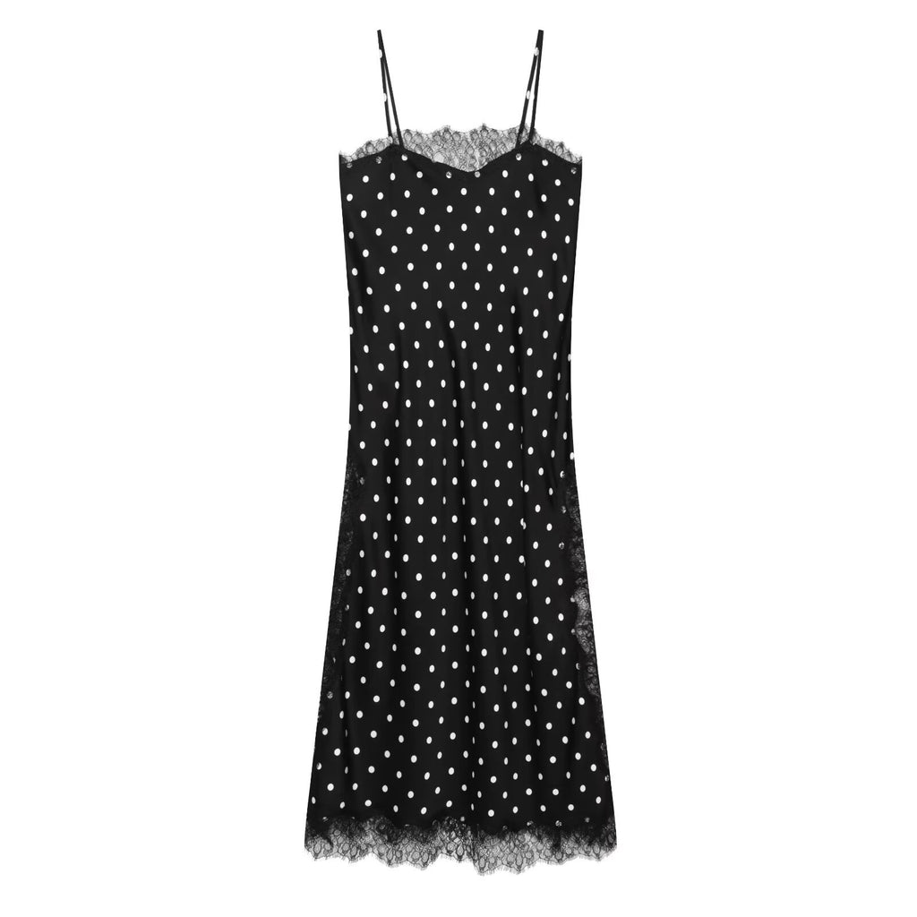 Vintage Lace Polka-Dot Maxi Skirt in Polka Dot