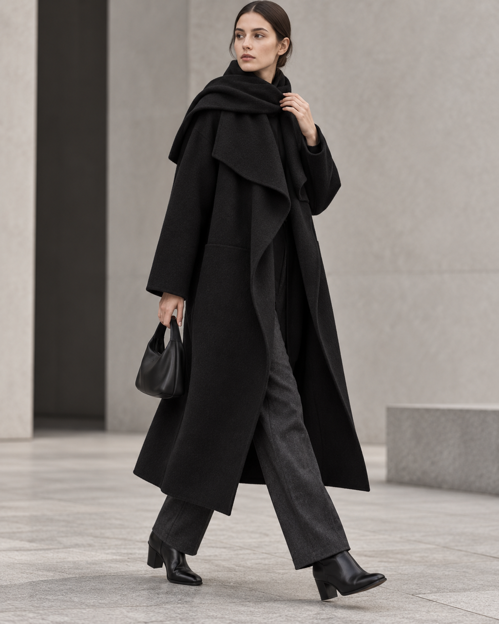 Side-Slit Wool Greatcoat