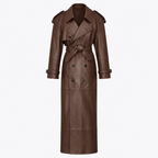 X-Long Belted Faux Leather Trench Coat