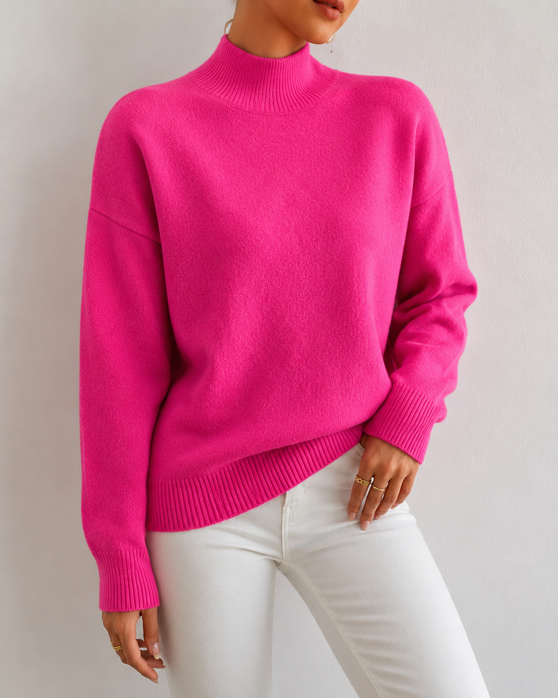 Ribbed Mock-Neck Sweater