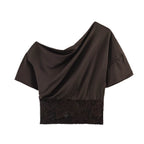 Lace-Trim One-Shoulder Top