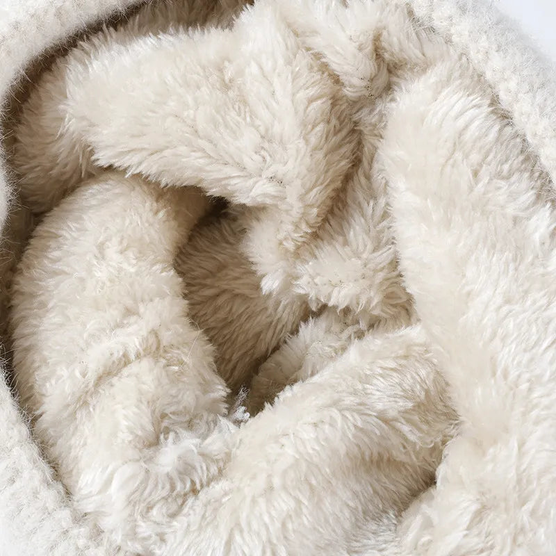 Bow Pom-Pom Thermal Knit Hat