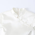 Silk Rope-Knot Dress in White - view 3