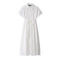Embroidered Cutout Dress in White