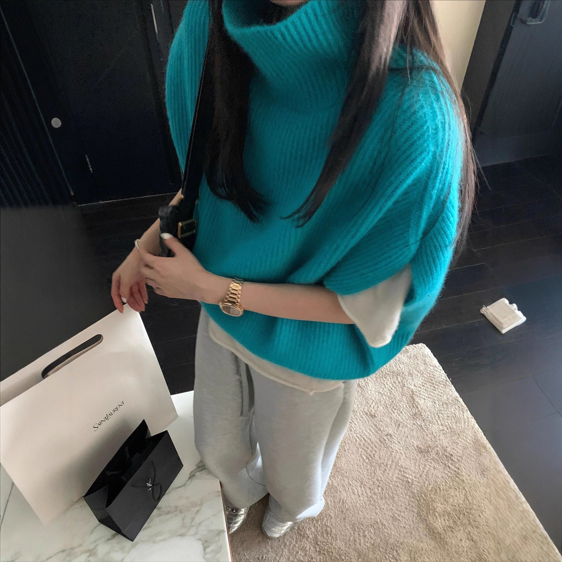 Pull tricoté en fourrure de raton laveur ultra-luxe, confortable et doux pour la peau