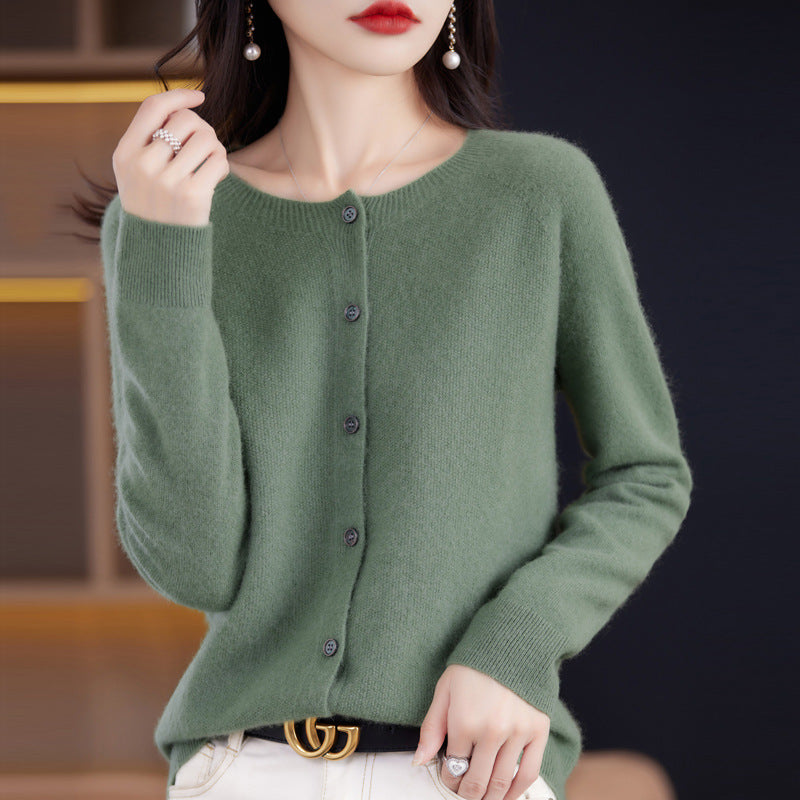 Textured Wool-Blend Knit Cardigan