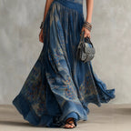 Robe sans manches imprimée avec élégante jupe ronde évasée